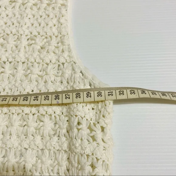 SEED FEMME Womens White Cream 100% Cotton Crochet Sleeveless BOHO Top Size XS - Picture 11 of 11
